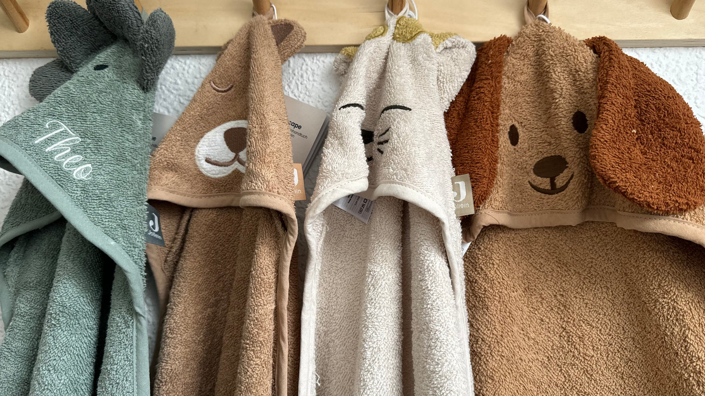 Kapuzenhandtuch Tier – personalisierbar mit Name