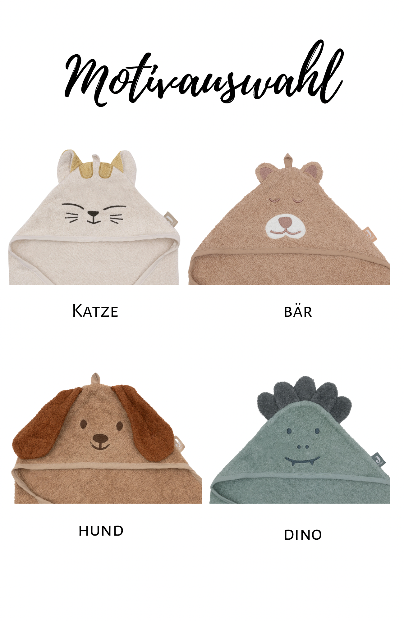 Kapuzenhandtuch Tier – personalisierbar mit Name